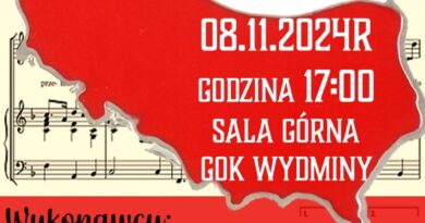 Zapraszamy do wspólnego śpiewu! 8.11.24r., godz. 17:00, sala górna GOK Wydminy.